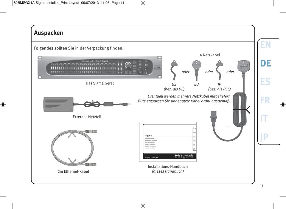 Bitte entsorgen Sie unbenutzte Kabel ordnungsgemäß.