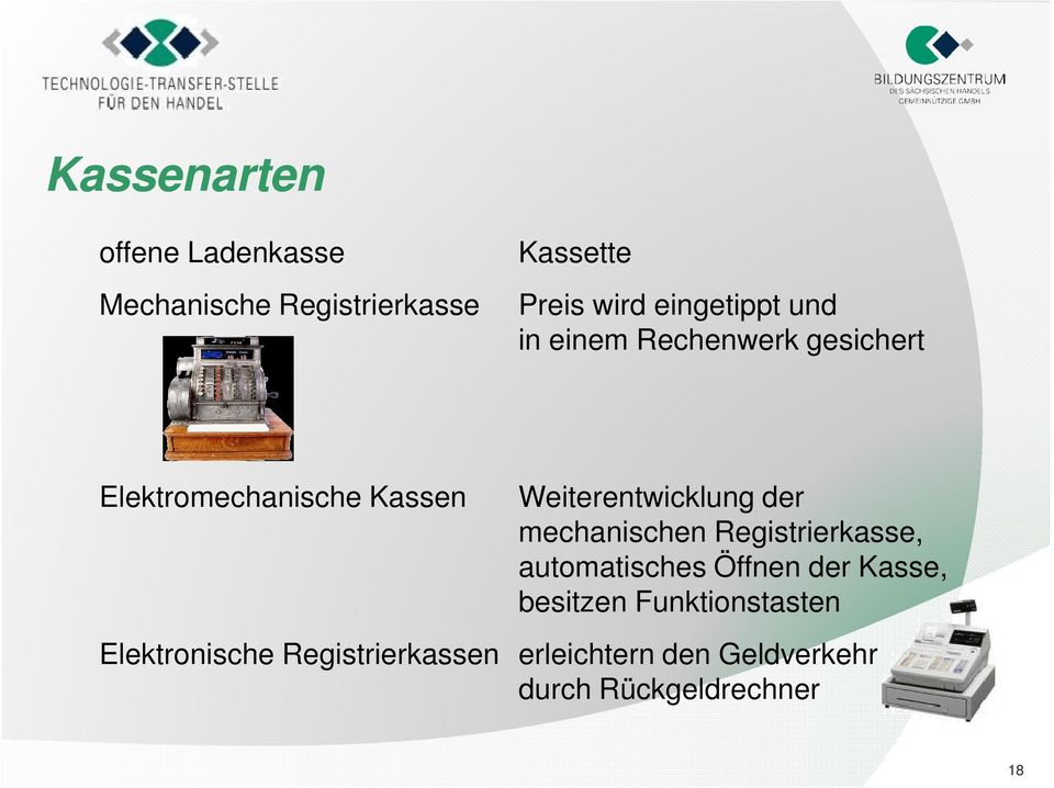 Weiterentwicklung der mechanischen Registrierkasse, automatisches Öffnen der Kasse,