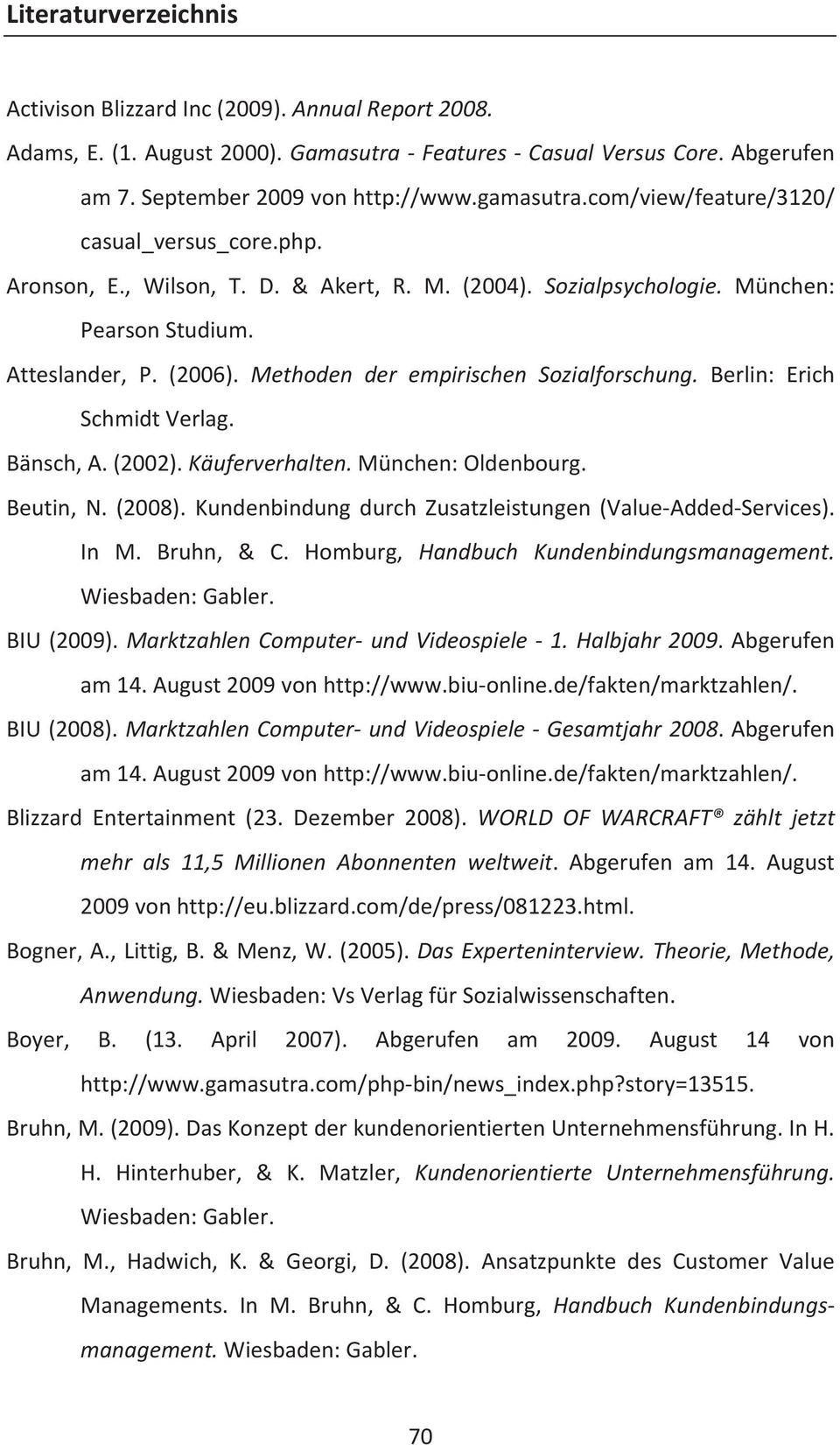 Methoden der empirischen Sozialforschung. Berlin: Erich Schmidt Verlag. Bänsch, A. (2002). Käuferverhalten. München: Oldenbourg. Beutin, N. (2008).