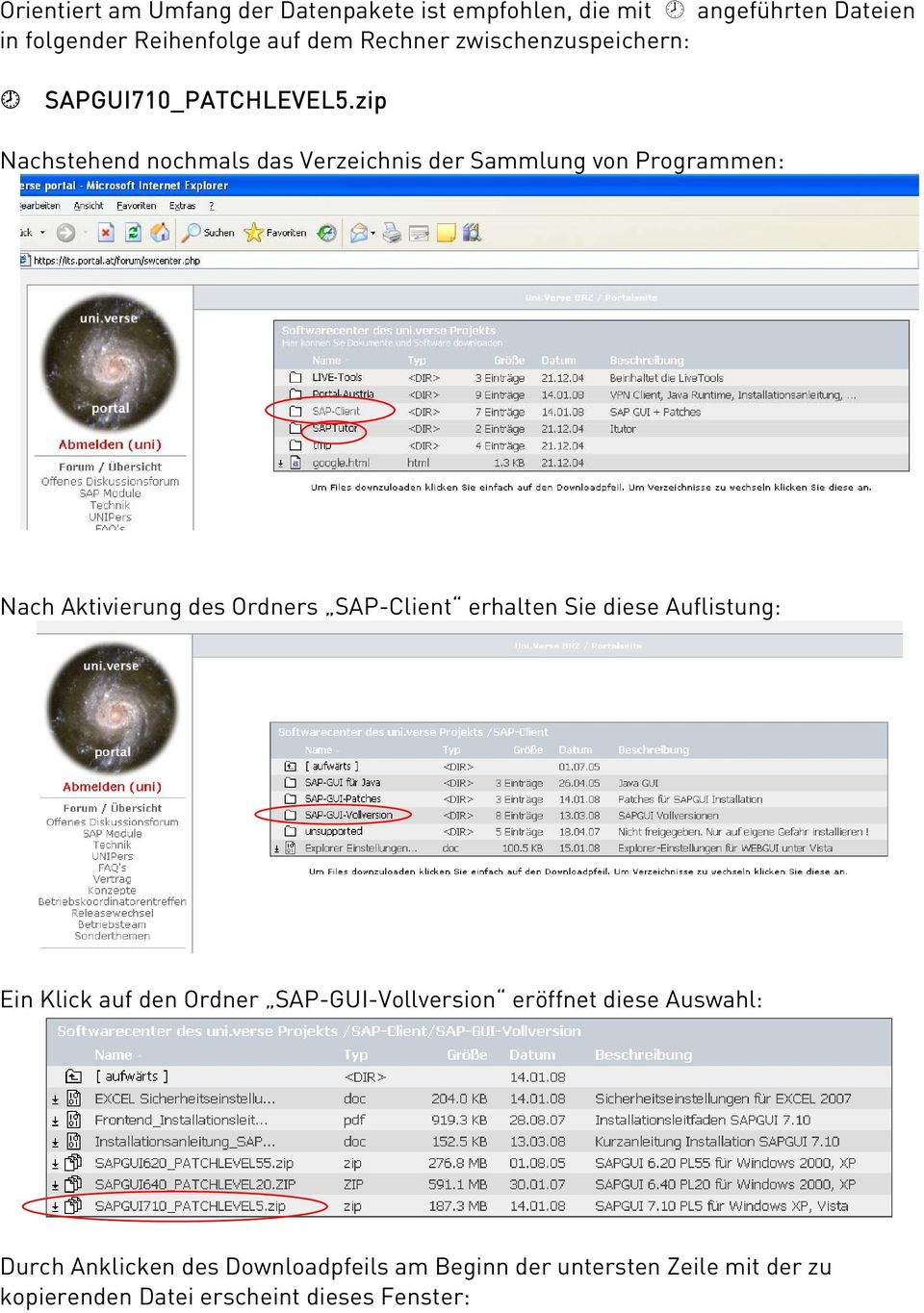 zip Nachstehend nochmals das Verzeichnis der Sammlung von Programmen: Nach Aktivierung des Ordners SAP-Client erhalten Sie