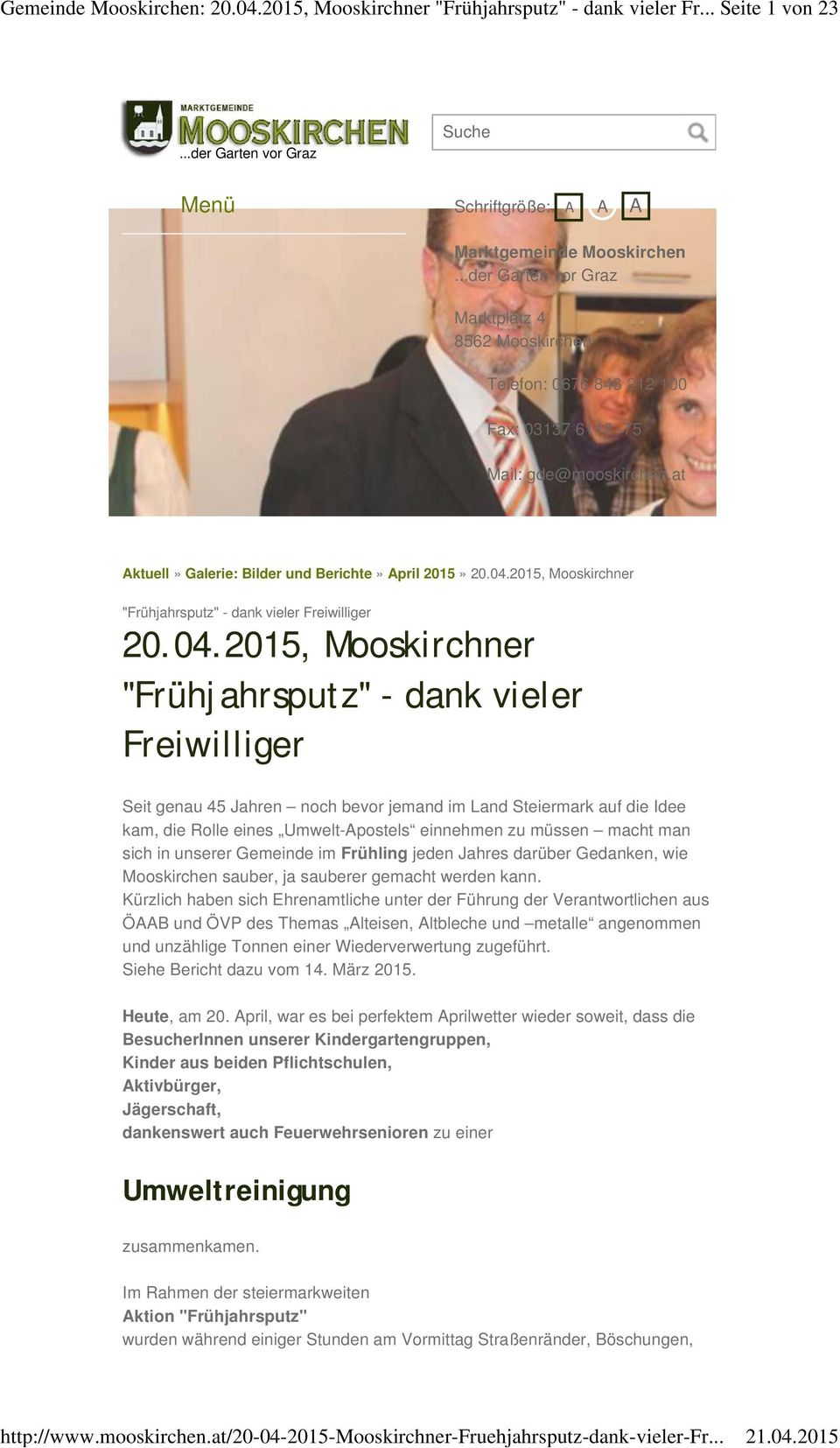 2015, Mooskirchner "Frühjahrsputz" - dank vieler Freiwilliger 20.04.