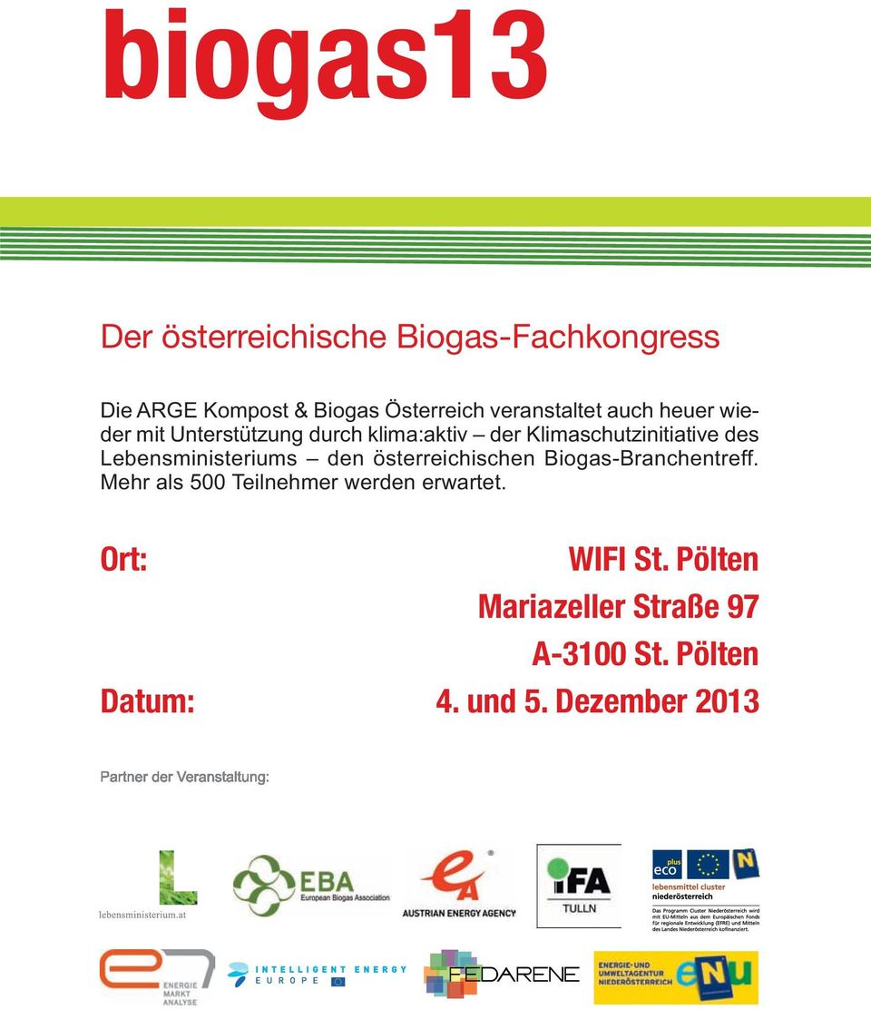 Lebensministeriums den österreichischen Biogas-Branchentreff.