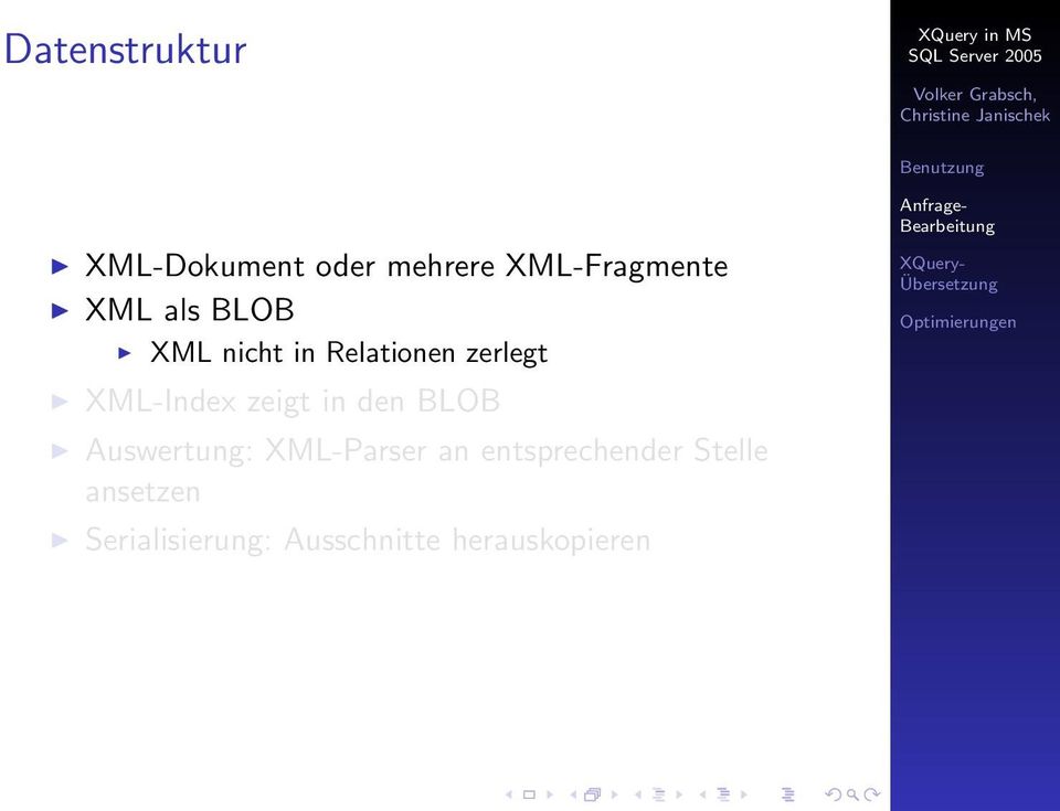 zeigt in den BLOB Auswertung: XML-Parser an