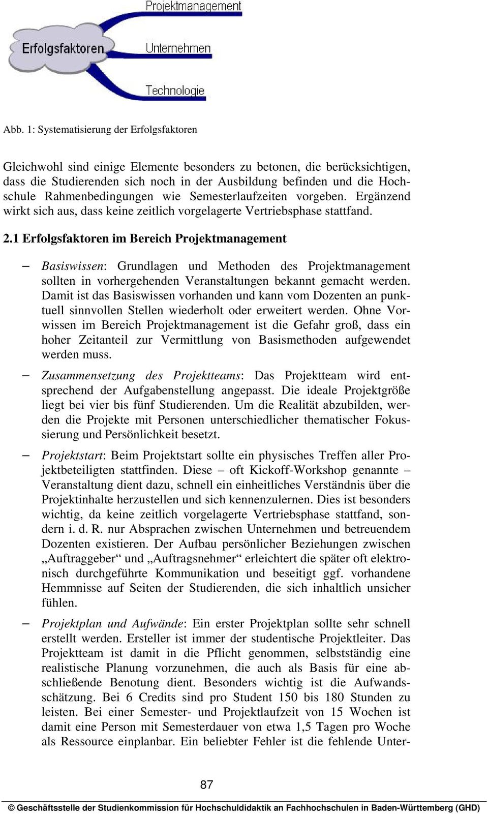 1 Erfolgsfaktoren im Bereich Projektmanagement Basiswissen: Grundlagen und Methoden des Projektmanagement sollten in vorhergehenden Veranstaltungen bekannt gemacht werden.