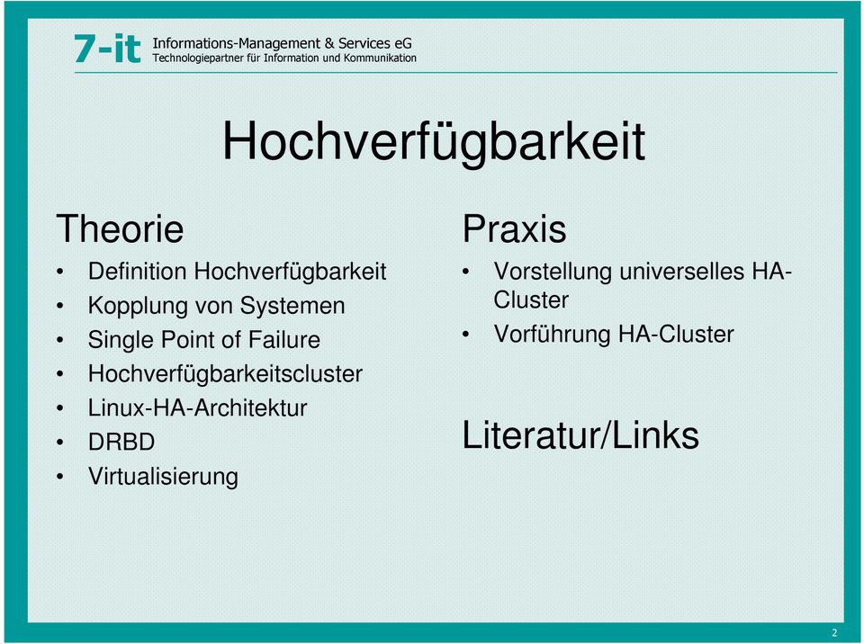 Hochverfügbarkeitscluster Linux-HA-Architektur DRBD