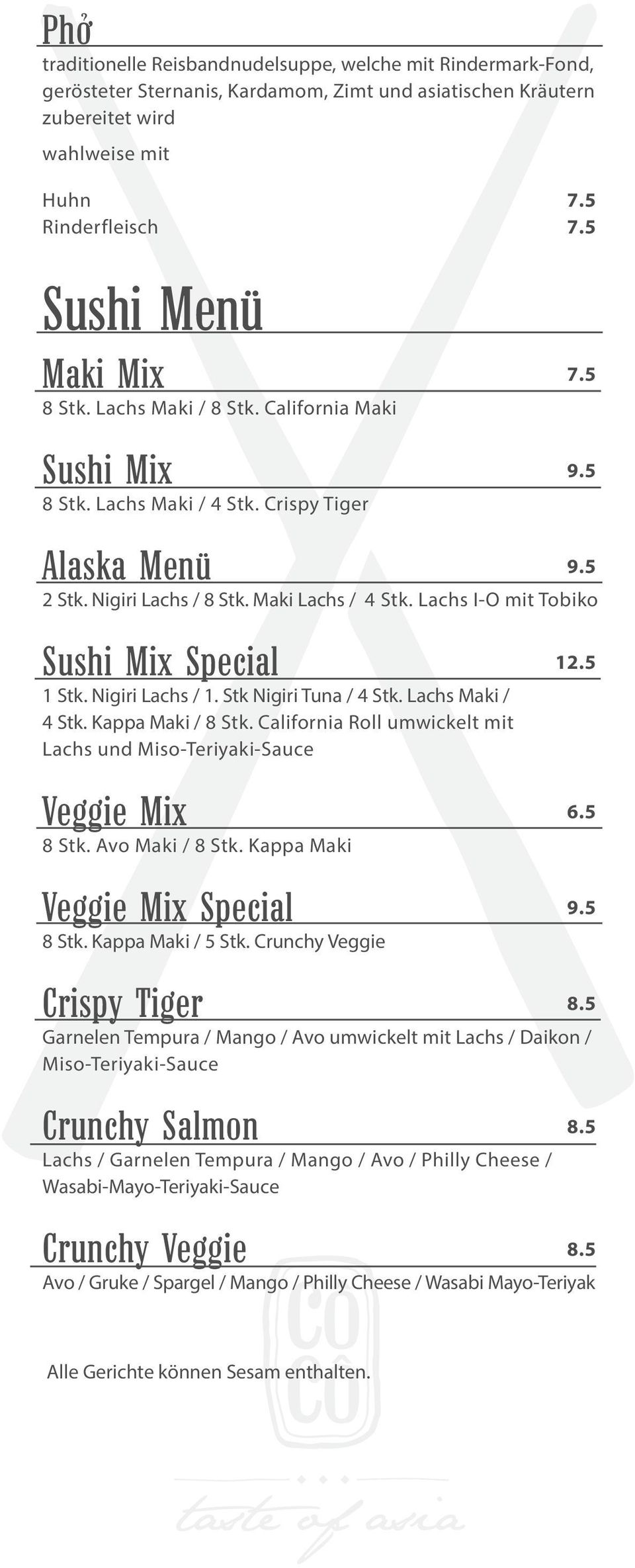 Lachs I-O mit Tobiko Sushi Mix Special 12.5 1 Stk. Nigiri Lachs / 1. Stk Nigiri Tuna / 4 Stk. Lachs Maki / 4 Stk. Kappa Maki / 8 Stk.