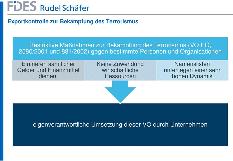 Einfrieren sämtlicher Gelder und Finanzmittel dienen.