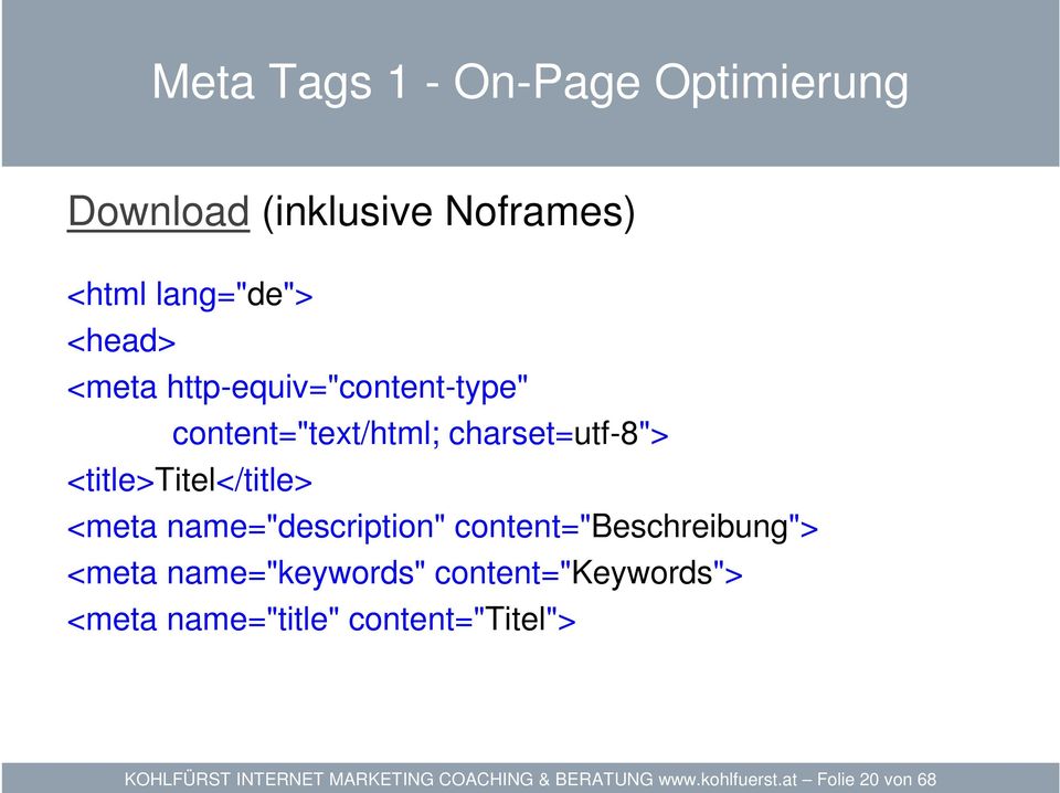 name="description" content="beschreibung"> <meta name="keywords" content="keywords"> <meta