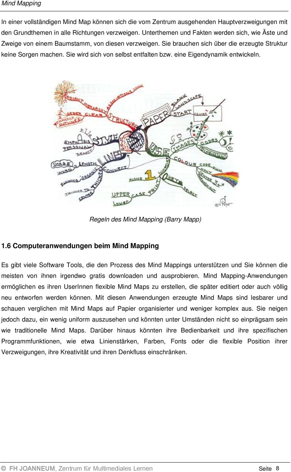 Sie wird sich von selbst entfalten bzw. eine Eigendynamik entwickeln. Regeln des Mind Mapping (Barry Mapp) 1.