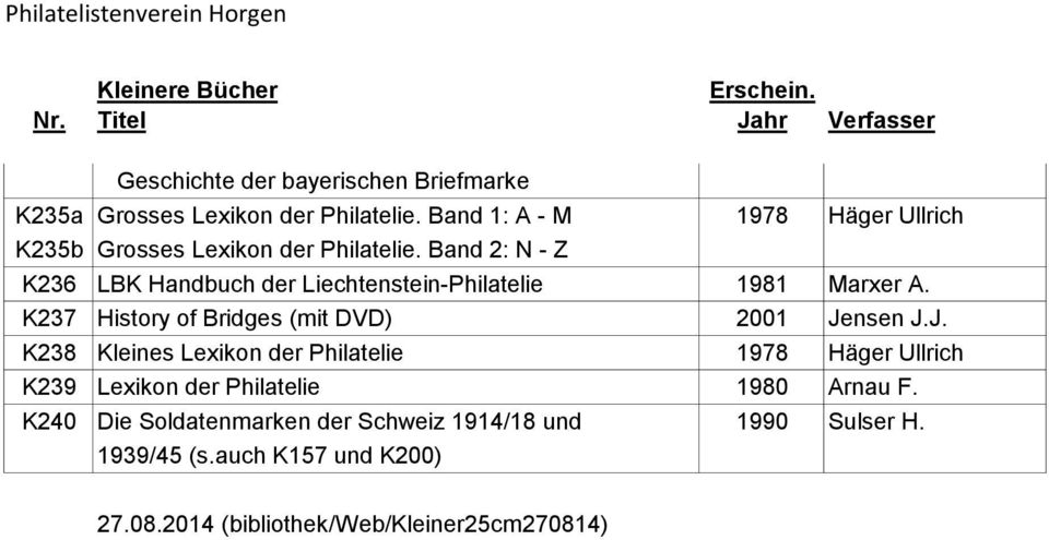 Band 2: N - Z K236 LBK Handbuch der Liechtenstein-Philatelie 1981 Marxer A. K237 History of Bridges (mit DVD) 2001 Je