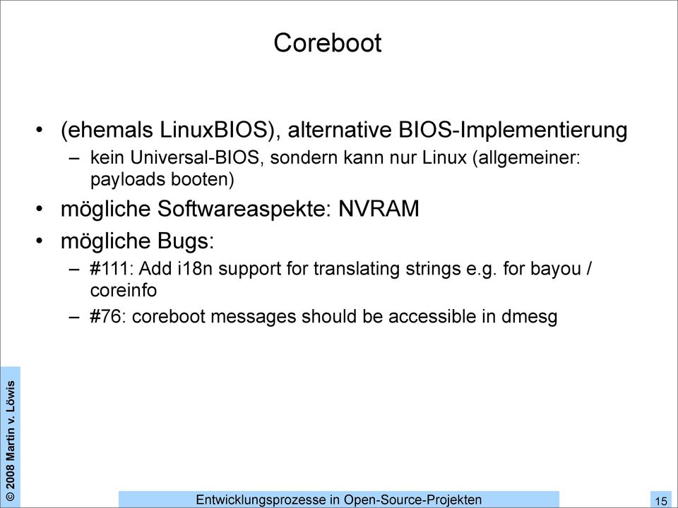 Softwareaspekte: NVRAM mögliche Bugs: #111: Add i18n support for translating
