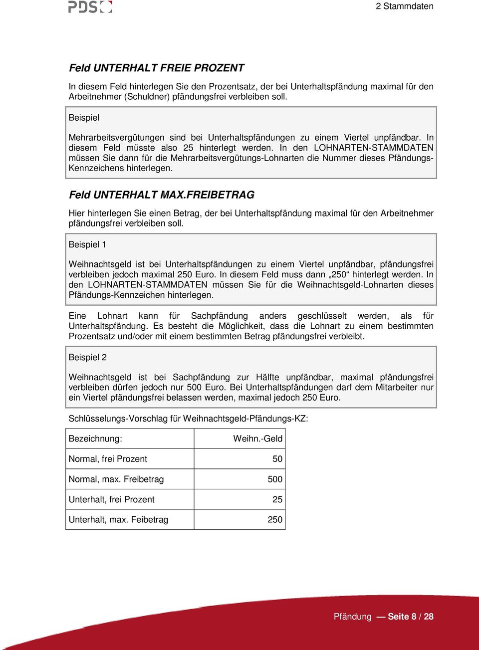 In den LOHNARTEN-STAMMDATEN müssen Sie dann für die Mehrarbeitsvergütungs-Lohnarten die Nummer dieses Pfändungs- Kennzeichens hinterlegen. Feld UNTERHALT MAX.