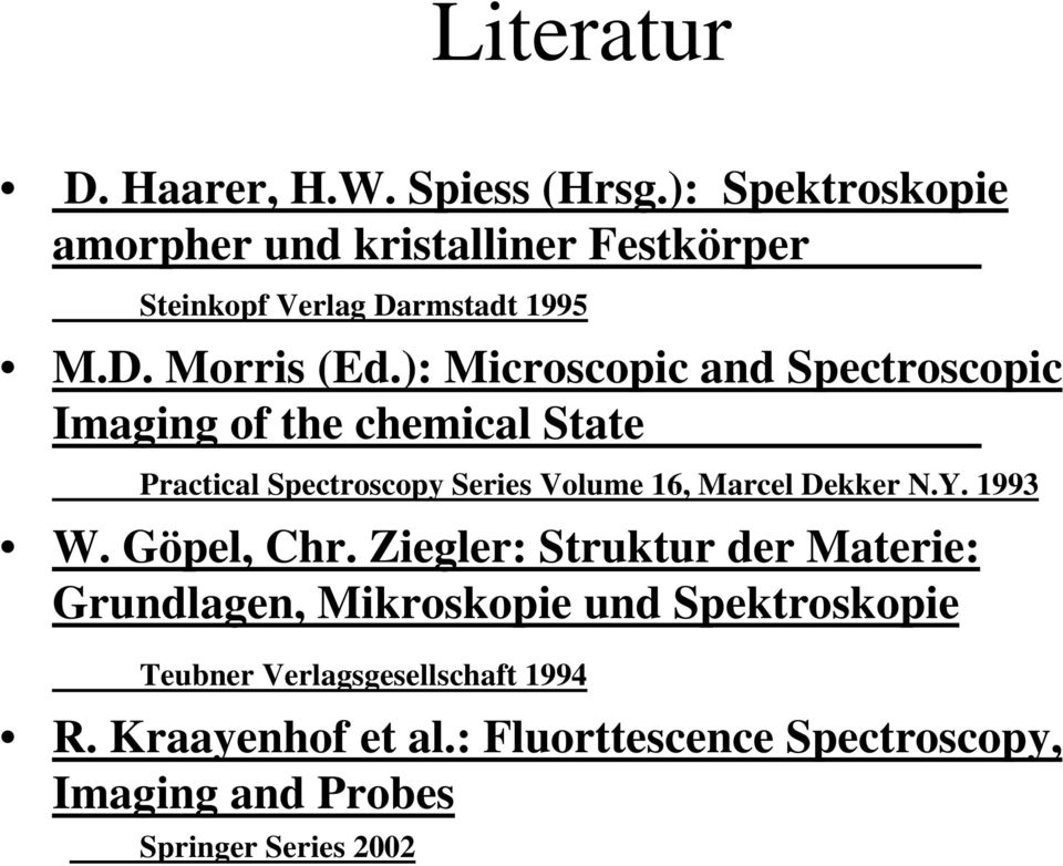 ): Microscopic and Spectroscopic Imaging of the chemical State Practical Spectroscopy Series Volume 16, Marcel Dekker N.