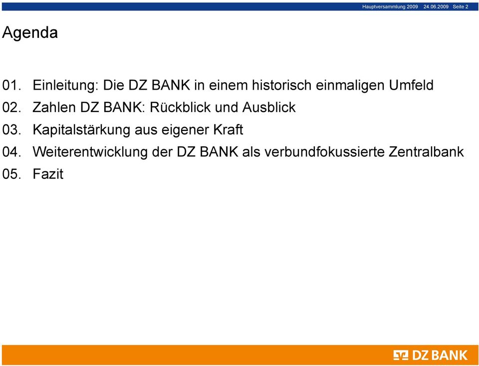 Zahlen DZ BANK: Rückblick und Ausblick 03.