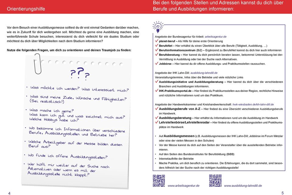 Möchtest du gerne eine Ausbildung machen, eine weiterführende Schule besuchen, interessierst du dich vielleicht für ein duales Studium oder möchtest du dich über Möglichkeiten nach dem Studium