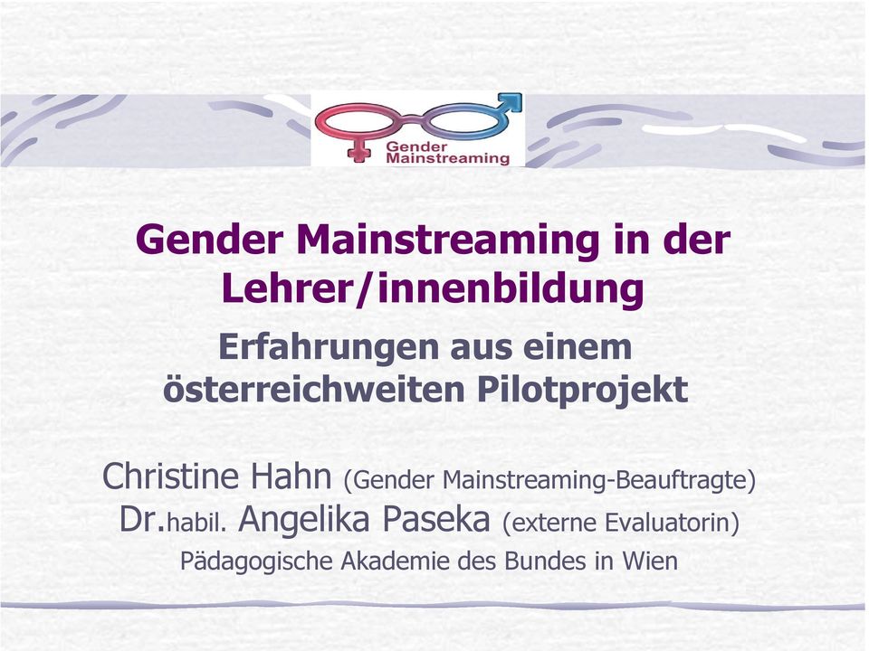 (Gender Mainstreaming-Beauftragte) Dr.habil.