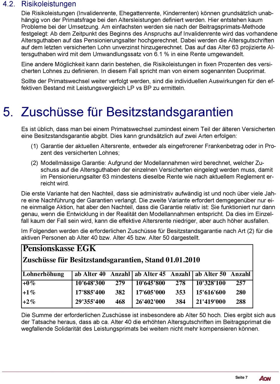 Am einfachsten werden sie nach der Beitragsprimats-Methode festgelegt: Ab dem Zeitpunkt des Beginns des Anspruchs auf Invalidenrente wird das vorhandene Altersguthaben auf das Pensionierungsalter