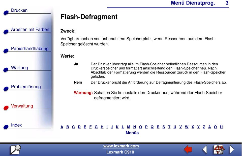 Flash-Speicher neu. Nach Abschluß der Formatierung werden die Ressourcen zurück in den Flash-Speicher geladen.