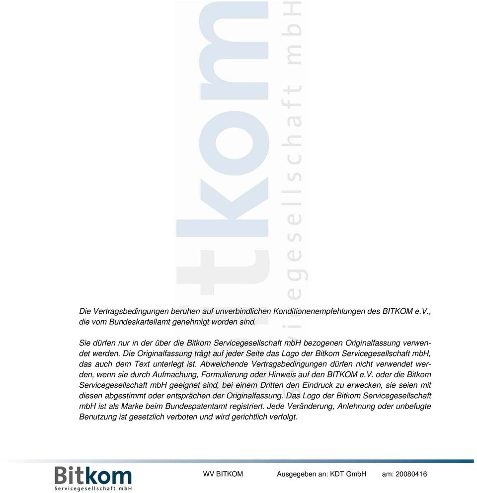 Die Originalfassung trägt auf jeder Seite das Logo der Bitkom Servicegesellschaft mbh, das auch dem Text unterlegt ist.