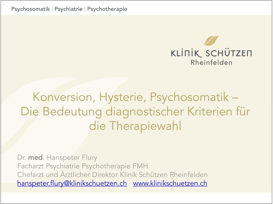 Hanspeter Flury Facharzt Psychiatrie Psychotherapie FMH Chefarzt und