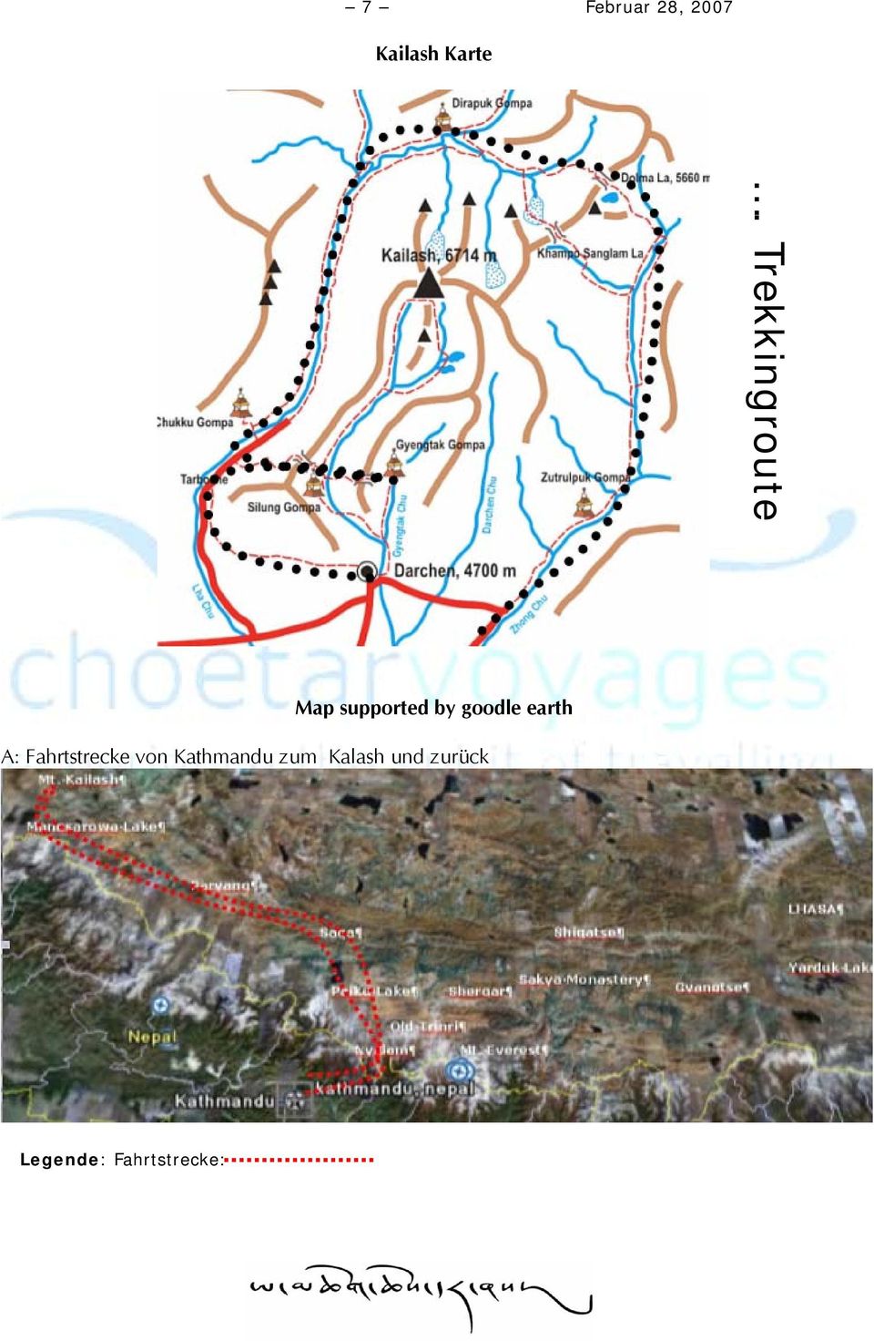 earth A: Fahrtstrecke von Kathmandu