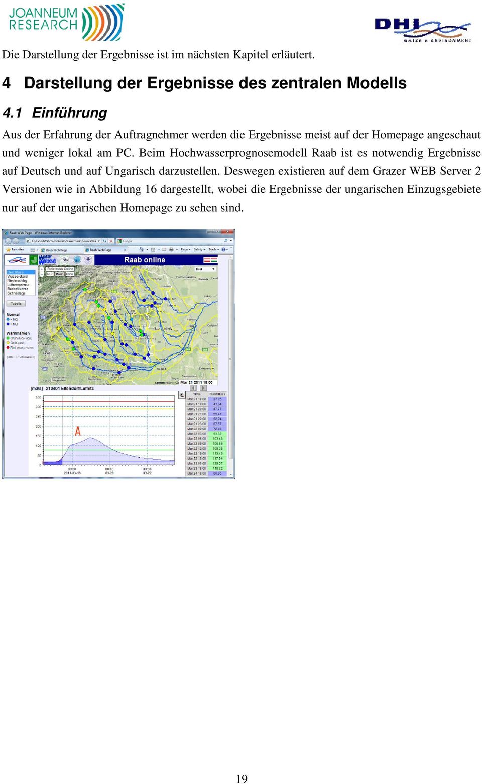 Beim Hochwasserprognosemodell Raab ist es notwendig Ergebnisse auf Deutsch und auf Ungarisch darzustellen.