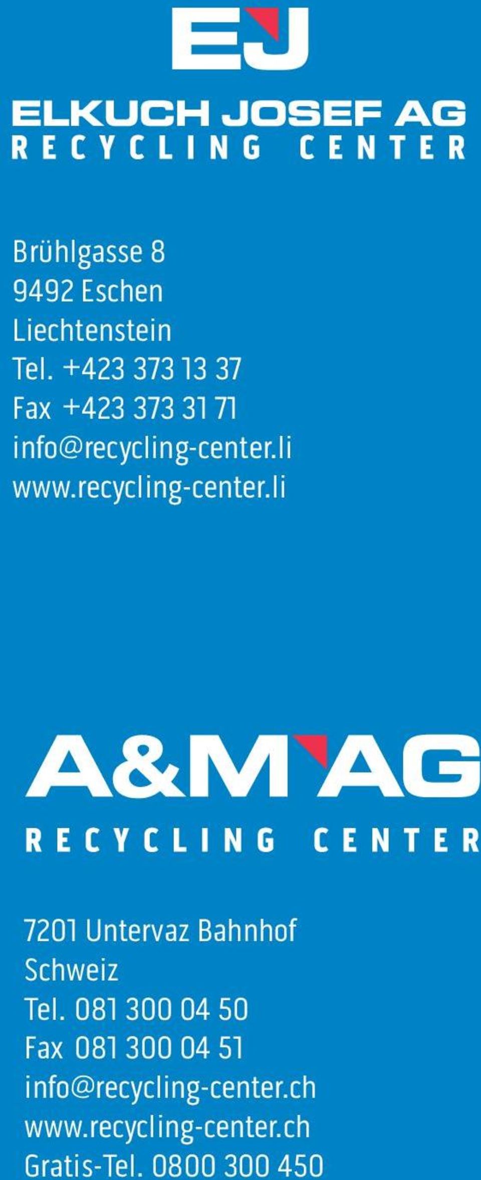 recycling-center.li 7201 Untervaz Bahnhof Schweiz Tel.