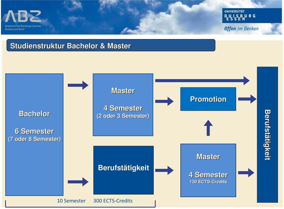 Berufstätigkeit Promotion Master 4 Semester 120