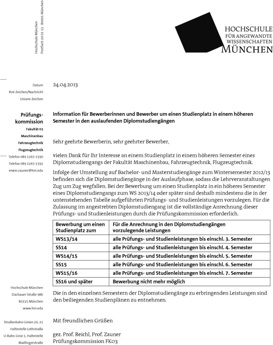 edu Hochschule München Dachauer traße 98b 80335 München www.hm.