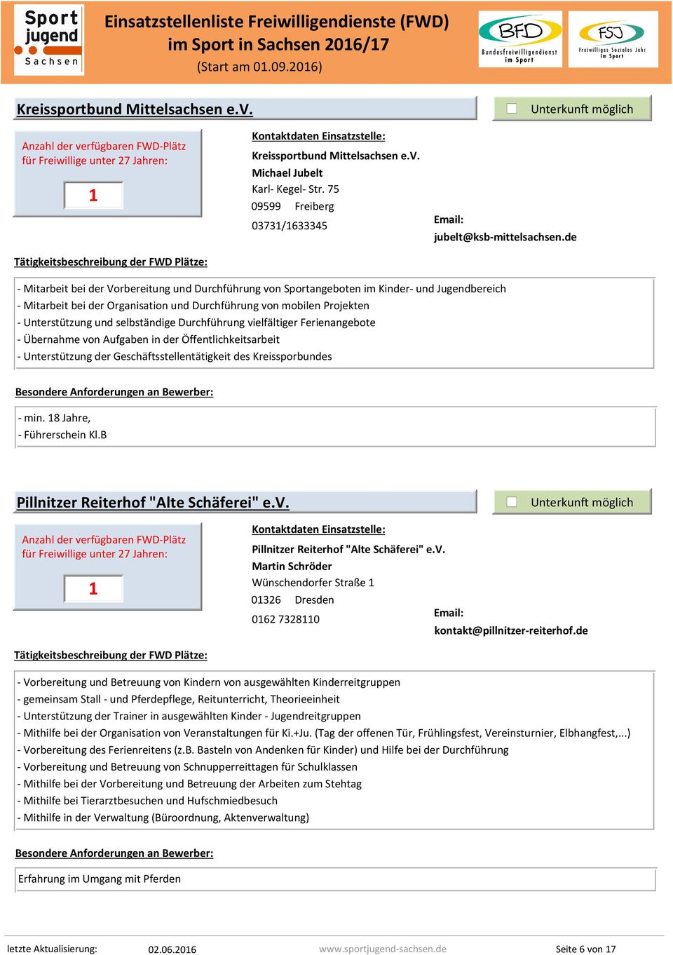 de - Mitarbeit bei der Vorbereitung und Durchführung von Sportangeboten im Kinder- und Jugendbereich - Mitarbeit bei der Organisation und Durchführung von mobilen Projekten - Unterstützung und