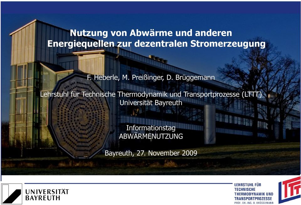 Brüggemann Lehrstuhl für Technische Thermodynamik und