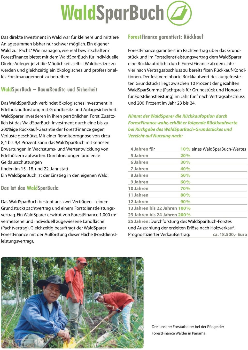 zu betreiben. WaldSparBuch BaumRendite und Sicherheit Das WaldSparBuch verbindet ökologisches Investment in Edel holzaufforstung mit Grundbesitz und Anlagesicherheit.