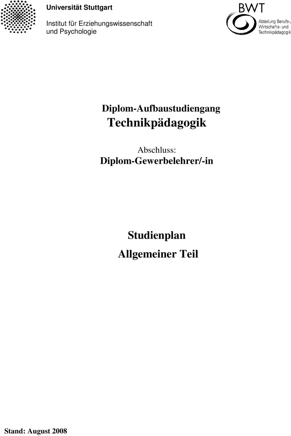 Diplom-Aufbaustudiengang Technikpädagogik