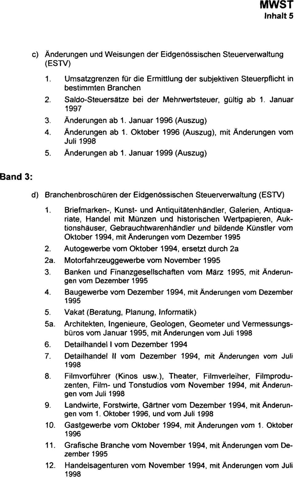 Briefmarken-, Kunst- und Antiquitätenhändler, Galerien, Antiquariate, Handel mit Münzen und historischen Wertpapieren, Auktionshäuser, Gebrauchtwarenhändler und bildende Künstler vom Oktober 1994,