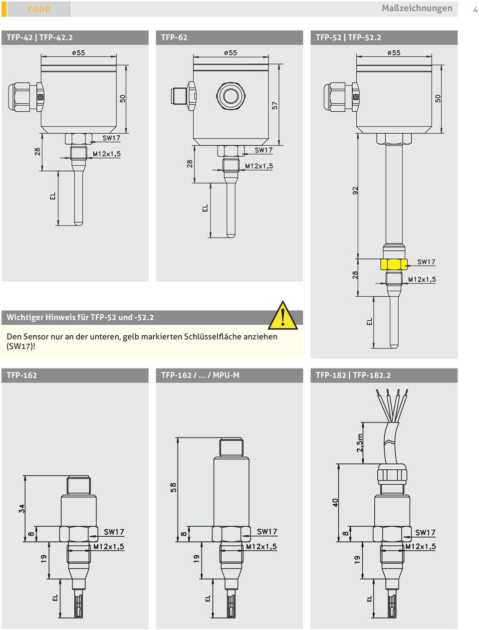 2 Wichtiger Hinweis für TFP-52 und -52.