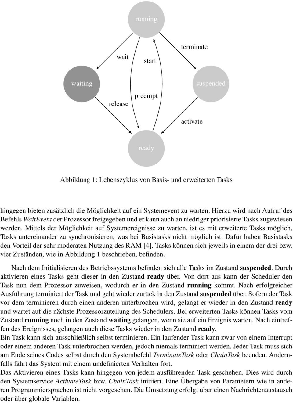 Mittels der Möglichkeit auf Systemereignisse zu warten, ist es mit erweiterte Tasks möglich, Tasks untereinander zu synchronisieren, was bei Basistasks nicht möglich ist.