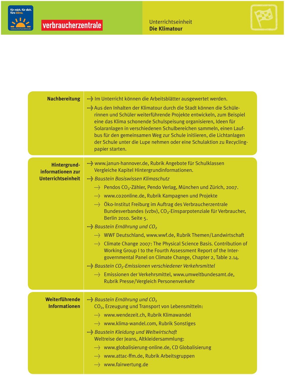 Solaranlagen in verschiedenen Schulbereichen sammeln, einen Lau f- bus für den gemeinsamen Weg zur Schule initiieren, die Lichtanlagen der Schule unter die Lupe nehmen oder eine Schulaktion zu