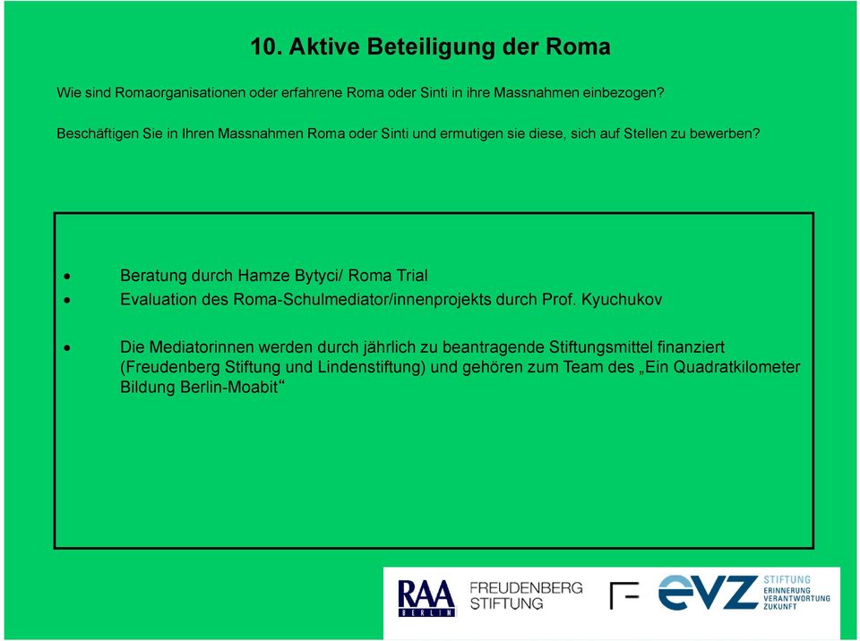 Beratung durch Hamze Bytyci/ Roma Trial Evaluation des Roma-Schulmediator/innenprojekts durch Prof.