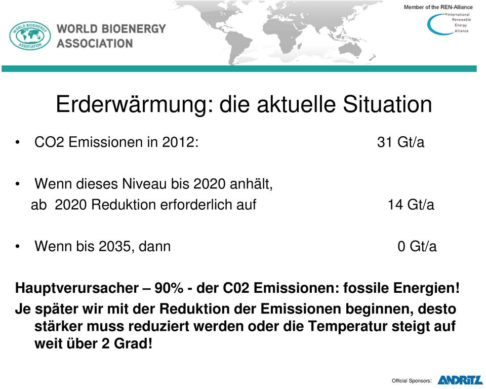 - der C02 Emissionen: fossile Energien!