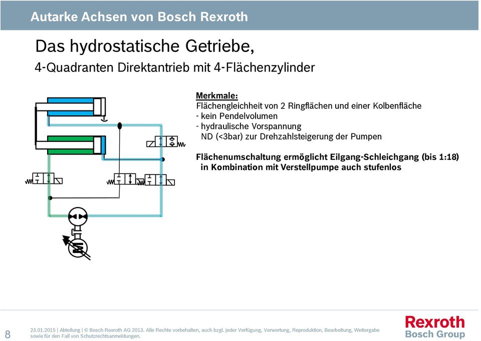 Pendelvolumen - hydraulische Vorspannung ND (<3bar) zur Drehzahlsteigerung der Pumpen