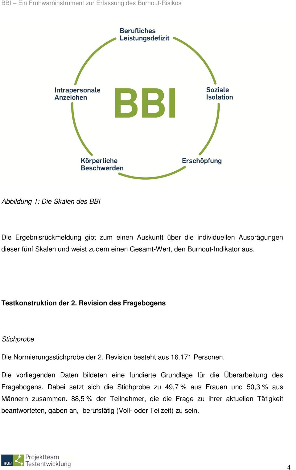 171 Personen. Die vorliegenden Daten bildeten eine fundierte Grundlage für die Überarbeitung des Fragebogens.