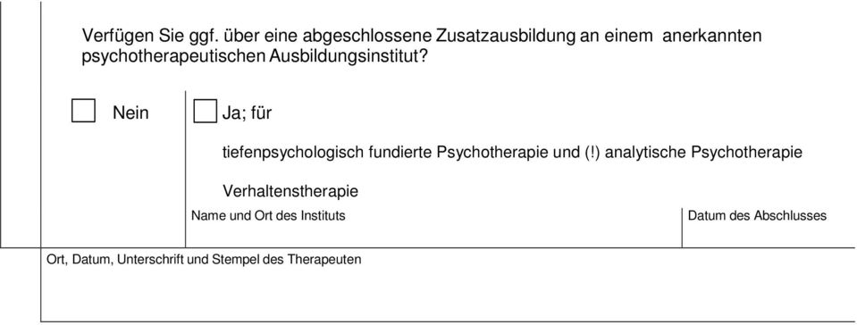 psychotherapeutischen Ausbildungsinstitut?