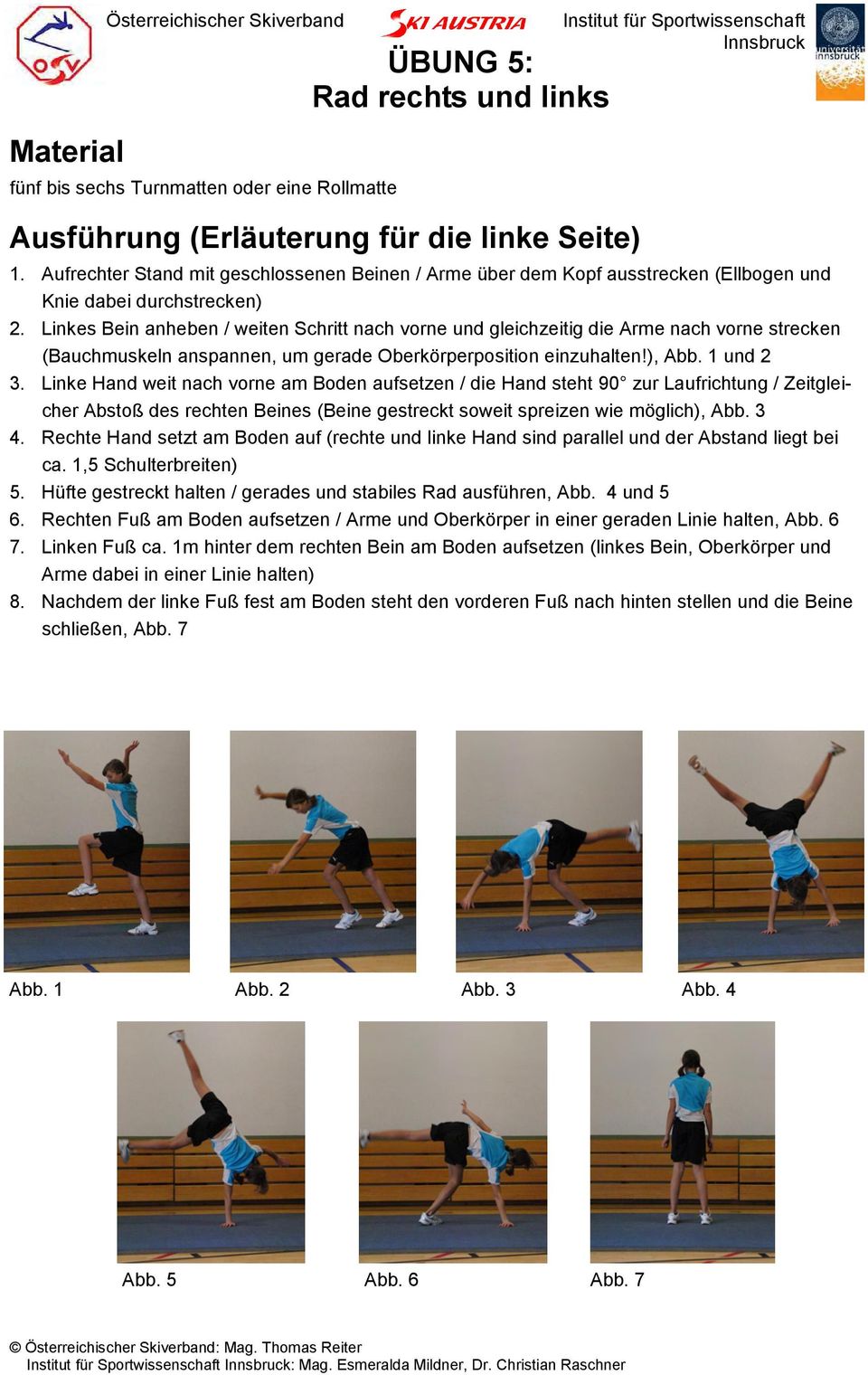 Linkes Bein anheben / weiten Schritt nach vorne und gleichzeitig die Arme nach vorne strecken (Bauchmuskeln anspannen, um gerade Oberkörperposition einzuhalten!), Abb. 1 und 2 3.