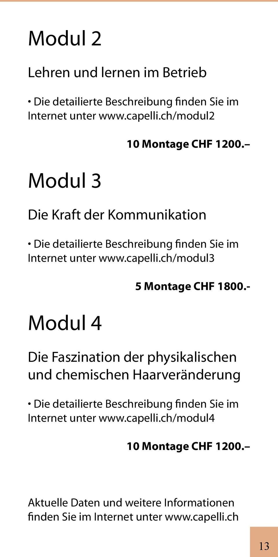capelli.ch/modul3 Modul 4 5 Montage CHF 1800.