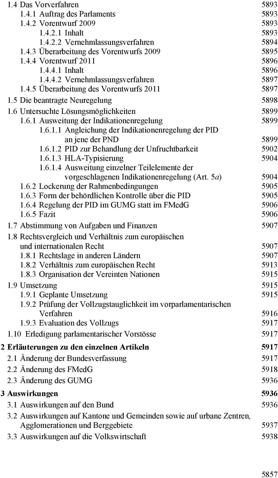 6.1.1 Angleichung der Indikationenregelung der PID an jene der PND 5899 1.6.1.2 PID zur Behandlung der Unfruchtbarkeit 5902 1.6.1.3 HLA-Typisierung 5904 1.6.1.4 Ausweitung einzelner Teilelemente der vorgeschlagenen Indikationenregelung (Art.