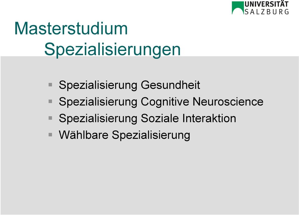 Spezialisierung Cognitive Neuroscience