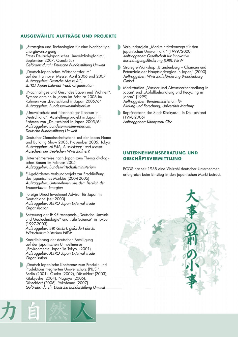 Gesundes Bauen und Wohnen, Symposienreihe in Japan im Februar 2006 im Rahmen von Deutschland in Japan 2005/6 Auftraggeber: Bundesumweltministerium Umweltschutz und Nachhaltiger Konsum in Deutschland,