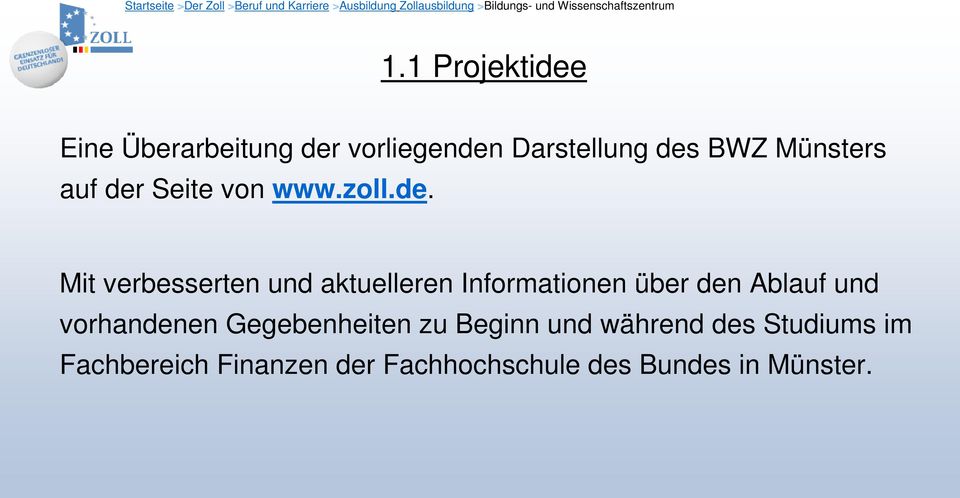 Seite von www.zoll.de.
