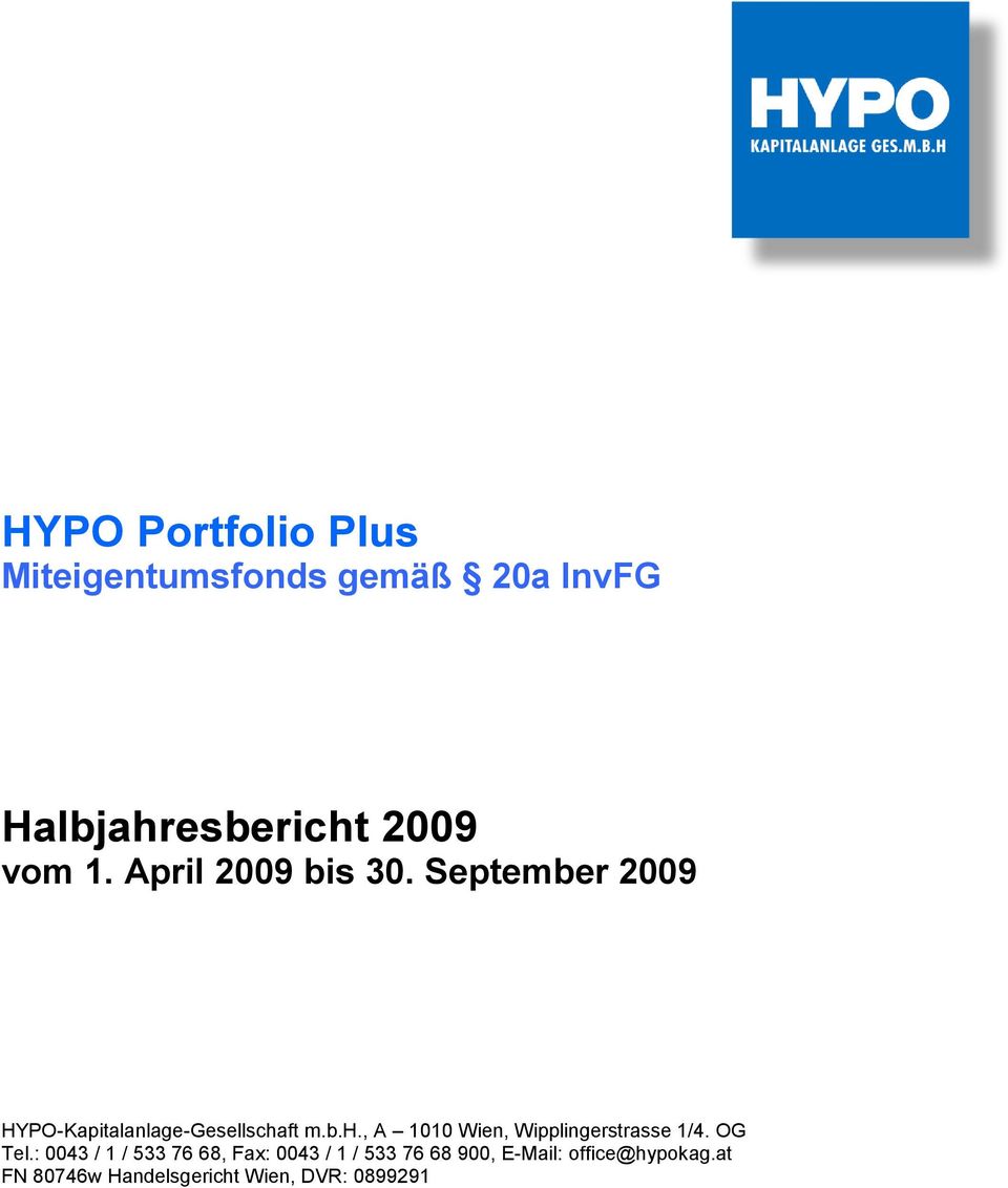 September 2009 HYPO-Kapitalanlage-Gesellscha
