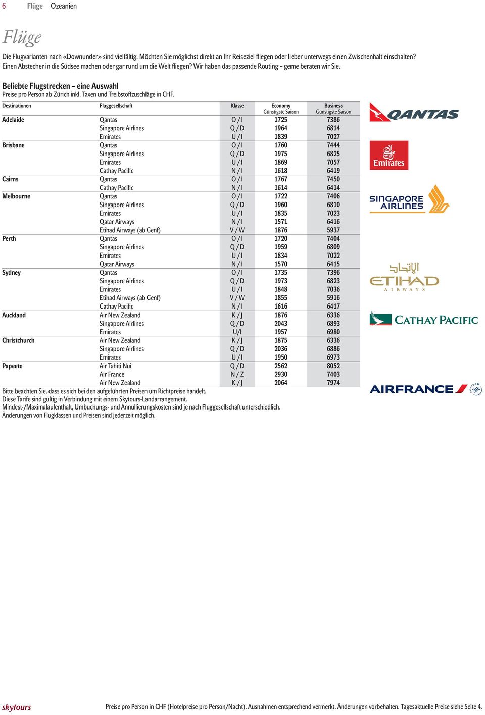 Wir haben das passende Routing gerne beraten wir Sie. Beliebte Flugstrecken eine Auswahl Preise pro Person ab Zürich inkl. Taxen und Treibstoffzuschläge in CHF.